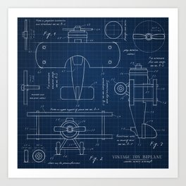 Toy Airplane Blueprint Art Print