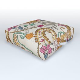 Granny's Gilded Gold Brown Floral Paisley Outdoor Floor Cushion