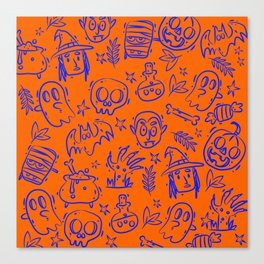 Orange Halloween Autumn Pattern Canvas Print