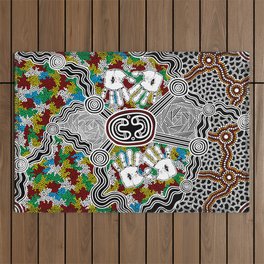 Authentic Aboriginal Art - Coming Together  Outdoor Rug