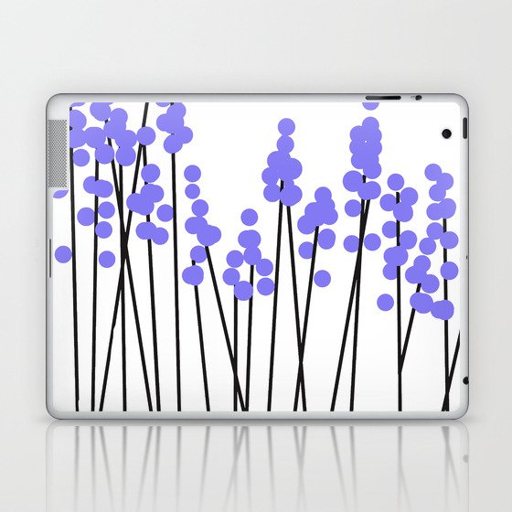 Hello Spring! Purple/Black Retro Plants on White #decor #society6 #buyart Laptop & iPad Skin