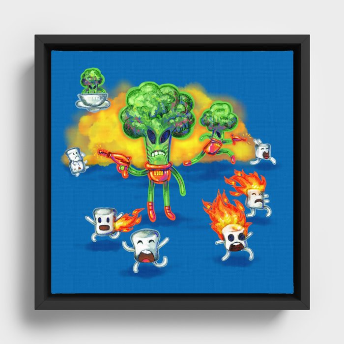 Veggie Attack Framed Canvas