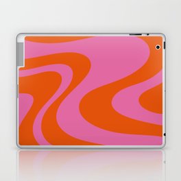 Hot Pink and Red Orange Wave Machine Abstract Retro Swirl Pattern Laptop Skin