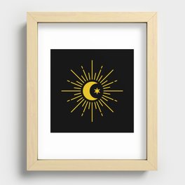 Minimalist Moon (gold/black) Recessed Framed Print