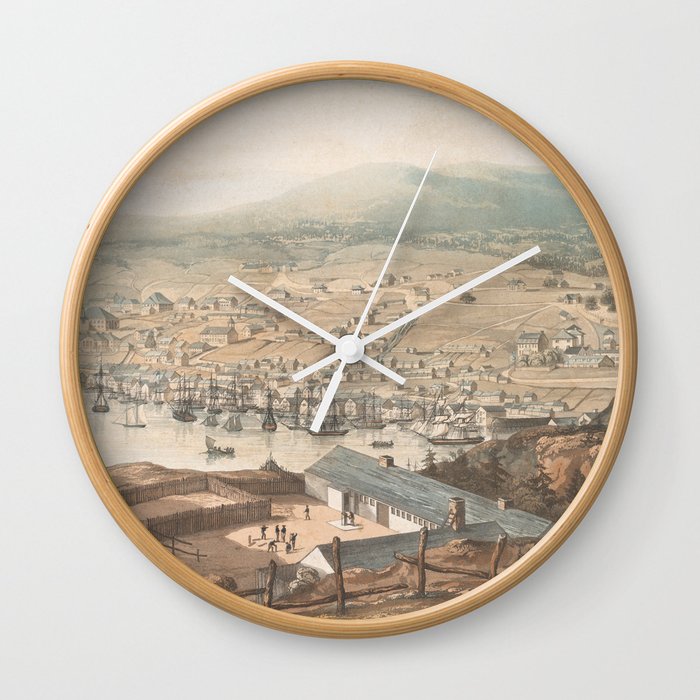 Vintage Pictorial Map of St Johns Newfoundland (1831) Wall Clock
