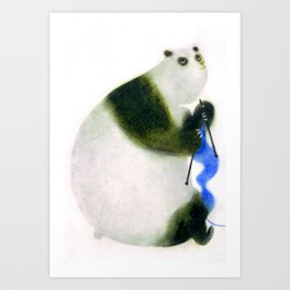 "Un panda tricote..." Book cover Art Print