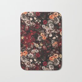 Night Garden Lava Bath Mat | Pattern, Orange, Digital, Flowers, Red, Collage, Dark, Colors 