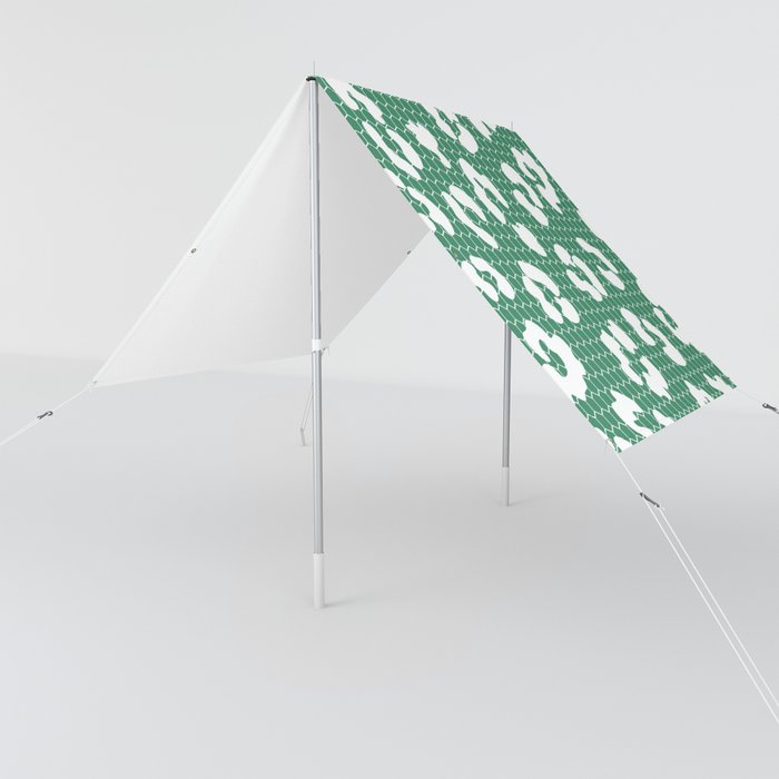White Leopard Print Lace Horizontal Split on Green Sun Shade