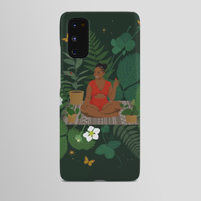 Black woman with strawberries Android Case