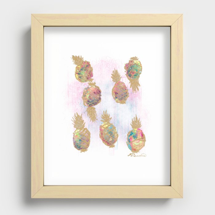 Sparkly Pineapples Recessed Framed Print