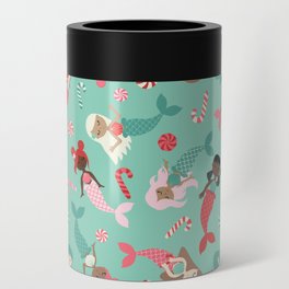 Pretty Christmas Mermaids Can Cooler