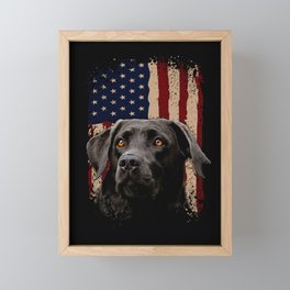 American Black Labrador USA Flag Lab Owner Framed Mini Art Print