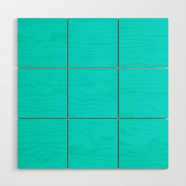 Caribbean Blue-green Aqua Solid Color Popular Hues Patternless Shades of Cyan Collection Hex #00ebeb Wood Wall Art