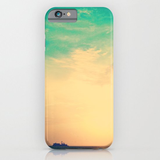 Ship in the beach on the sunset, and vintage turquoise sky iPhone & iPod Case