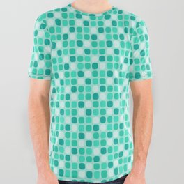 Teal Tile Pattern All Over Graphic Tee