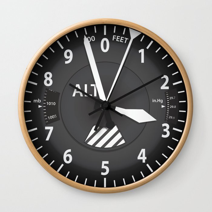 Altimeter Flight Instruments Wall Clock