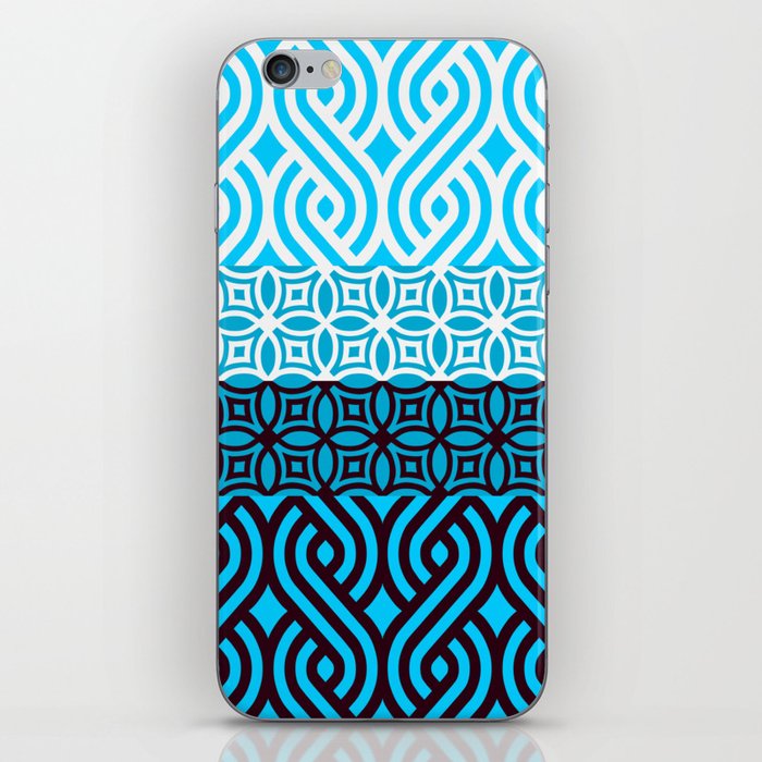 Black and White Plaits Pattern on Blue iPhone Skin