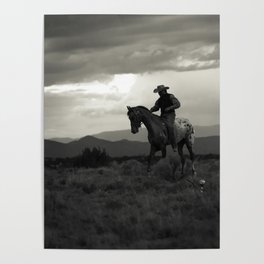 Santa Fe Cowboy on Horse Poster