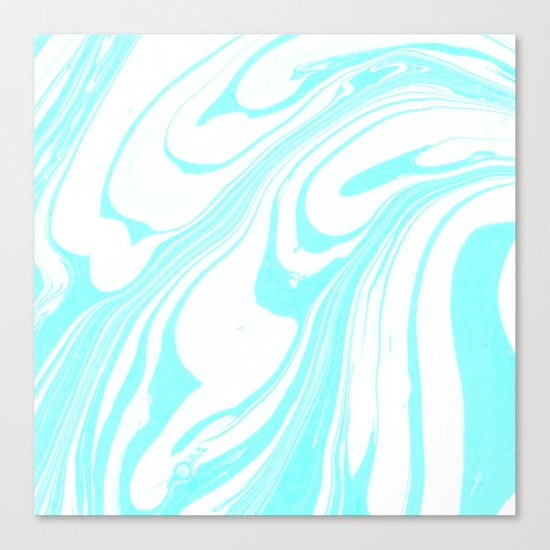 Blue Ink Swirl Marble Canvas Print
