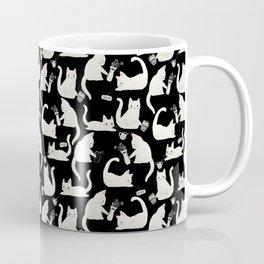 Bad Cats Knocking Things Over, Black & White Mug
