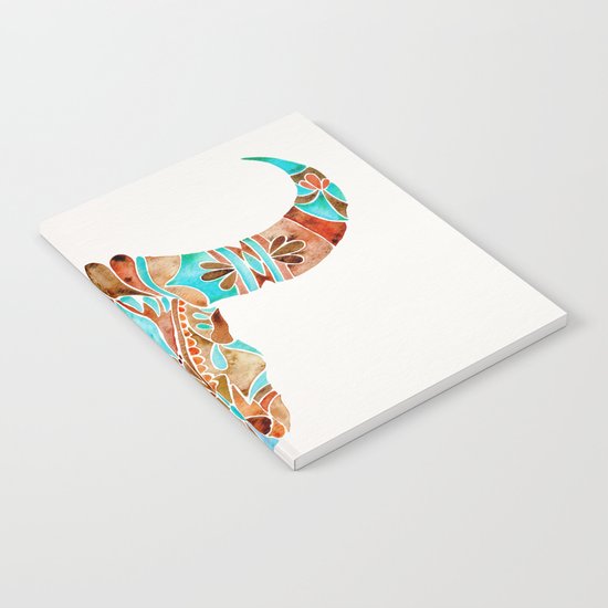 Water Buffalo Skull – Blue & Brown Notebook