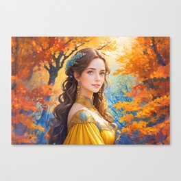 Renaissance Woman In Yellow Dress Canvas Print