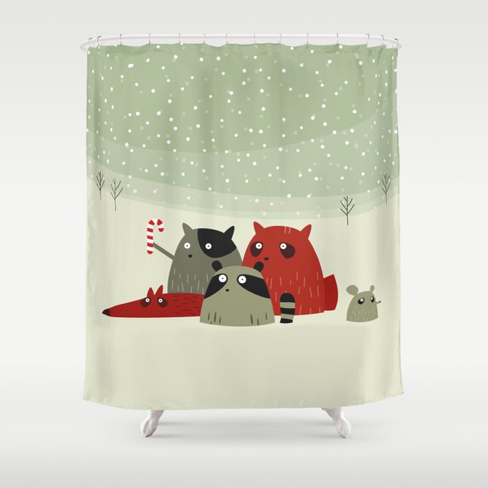 Guilty dudes in the snow Shower Curtain