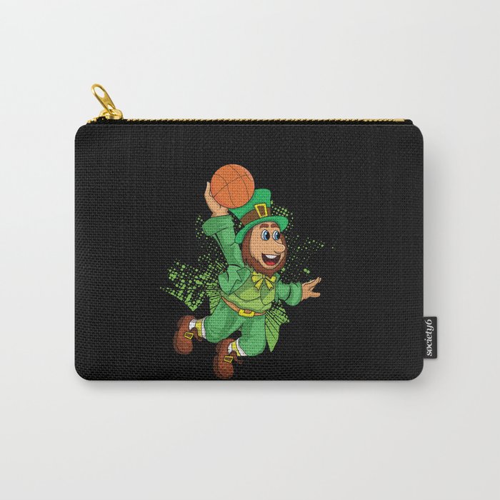 Basketball Shamrock St Patricks Day Leprechaun Carry-All Pouch