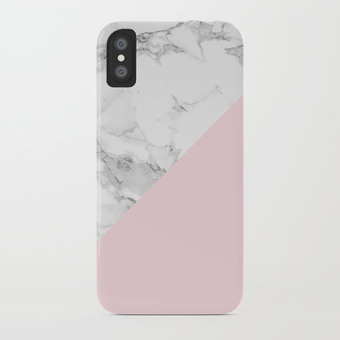 Marble + Pastel Pink iPhone Case by colorandpatterns ...