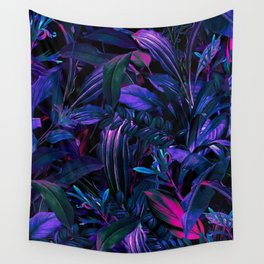 Future Garden Tropical Night Wall Tapestry