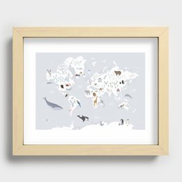 Animal Map of the world Recessed Framed Print