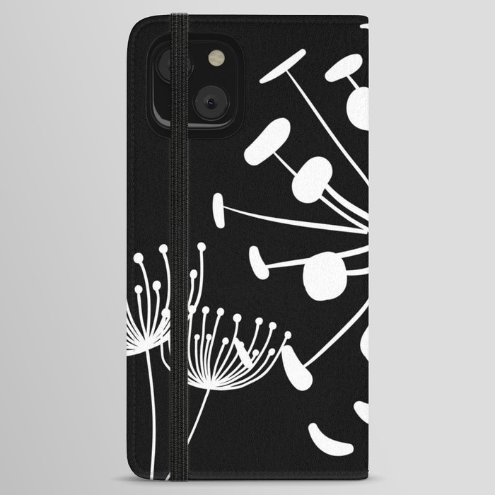 Dandelions Black and White No2 iPhone Wallet Case