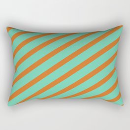 [ Thumbnail: Aquamarine & Chocolate Colored Stripes/Lines Pattern Rectangular Pillow ]