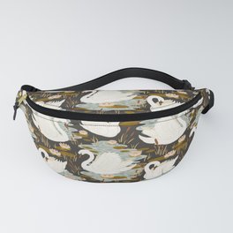 Swan Dance Pattern in Charcoal Background Fanny Pack