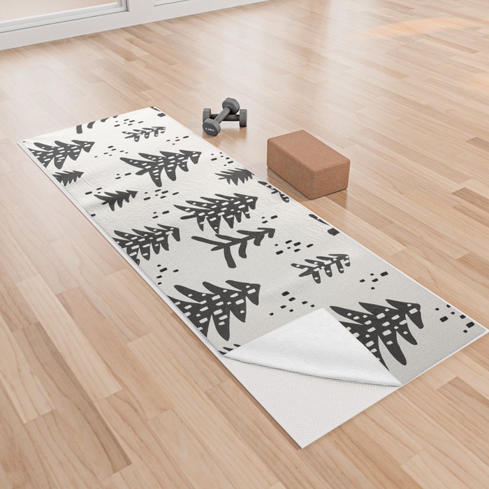 Christmas Trees Pattern – Black Yoga Towel