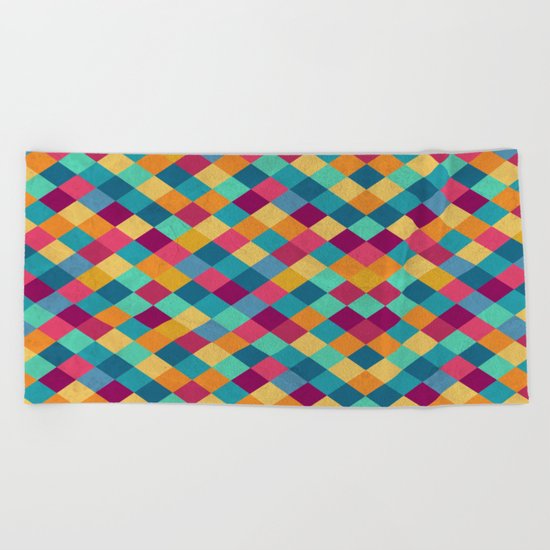 Colored Diamonds Beach Towel