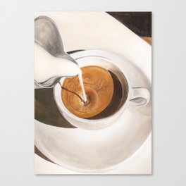 Morning Coffee Watercolor Painting Canvas Print