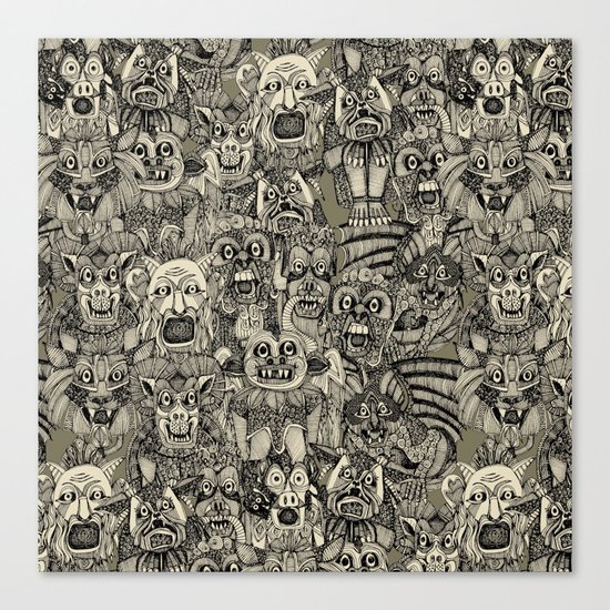 gargoyles vintage black Canvas Print