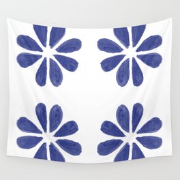 Indigo Flowers Wall Tapestry