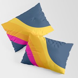 Wavy Dark Blue II - Colorful Retro Art Pattern Design Pillow Sham