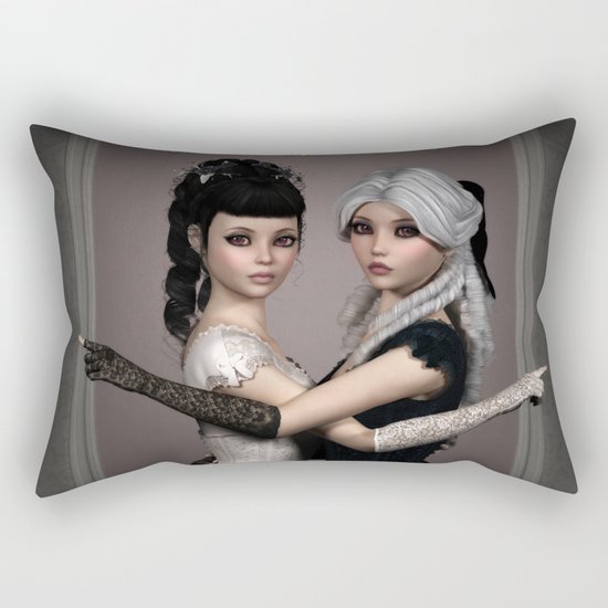 Beautiful Ladies and a difficult choice Rectangular Pillow