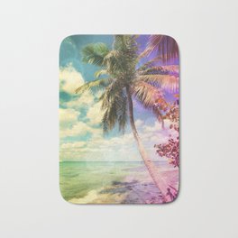 Prismatic Palm Bath Mat | Green, Digital, Caribbeanpalmtree, Colorfulphotoedit, Pop Art, Prismaticpalm, Photo, Nature, Tropicalparadise, Paradisebeach 