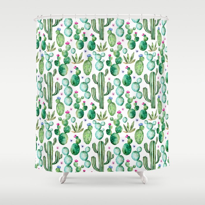 Cactus Oh Shower Curtain By Gbubblegum Society6 Cactus Oh Shower Curtain