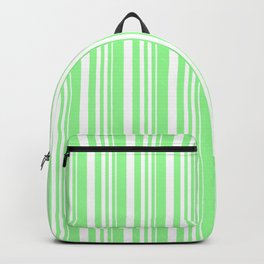 [ Thumbnail: White and Green Colored Lined/Striped Pattern Backpack ]