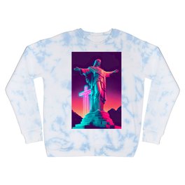 Neon Synthwave Christ The Redeemer Crewneck Sweatshirt