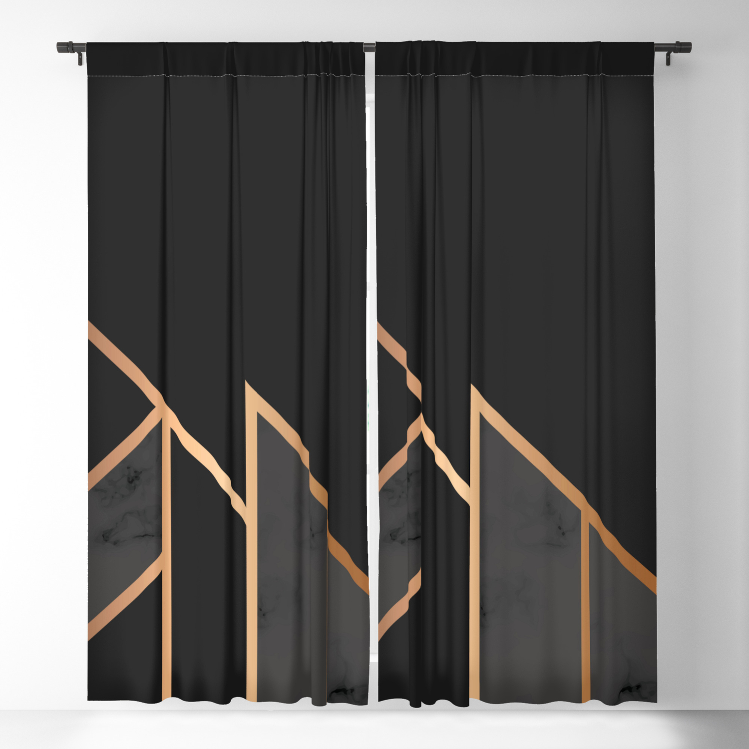 black and gold curtains with stripes