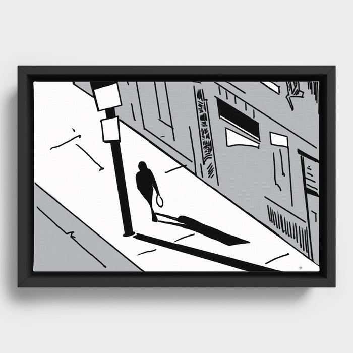 Sidewalk - Grey Framed Canvas