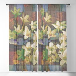 flowers and abstract Sheer Curtain