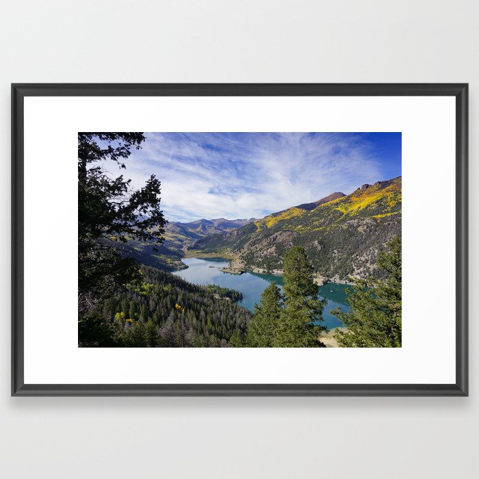 Autumn view of Lake San Cristobal in Colorado Framed Art Print