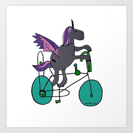 Unicorns LOVE bikes. Art Print
